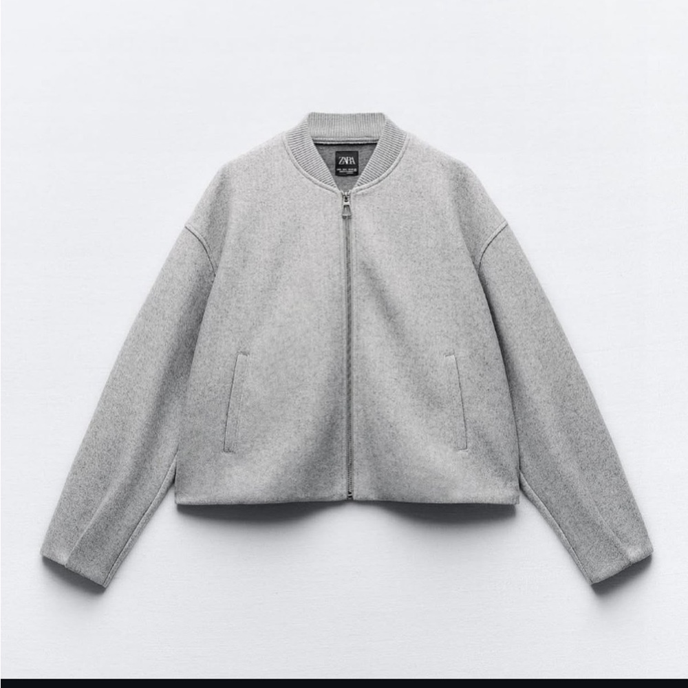NWT Zara grey bomber jacket